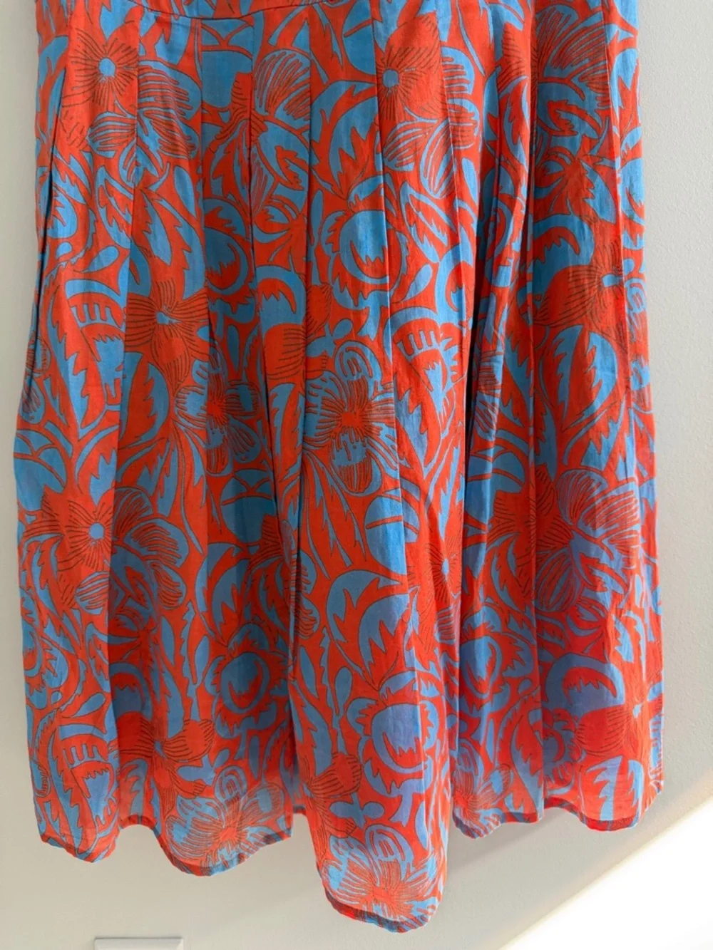 Talbots Orange Blue Floral Sleeveless Cotton Fit & Flare Dress Knee Length SZ 12 - Picture 7 of 14